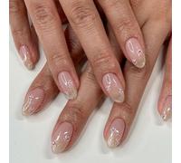 24 Pcs Glittering Full Covers False Nails Sweet Flowers Stick On Nails Simple Acrylic Short Round Press On