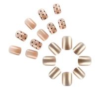24 Pcs Glittering Full Covers Stick On Nails Short False Nails Gradients Press On Polkas Dots Artificial