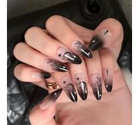 24 Pcs Glossy Full Covers Stick On Nails Mediums Almond False Nails Gradients Press On Nails Star Moon Artificial Nails