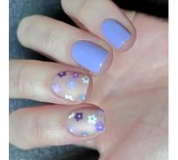 24 Pcs Glossy Full Covers Stick On Nails Short Square False Nails Lovely Flowers Press On Sweet Artificial