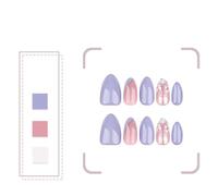 24 Pcs Glossy Press On Nails Almond Shape False Nails Lovely White Flowers Stick On Nails French Tip Artificial Nails