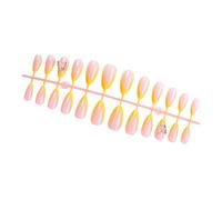 24 Pcs Glossy Press On Nails Yellow French Tips False Nails Butterfly Full Covers Stick On Nails For Woman And Girls