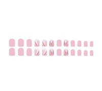 24 Pcs Glossy Short Square False Irregular Lines Stick on Color Artificial