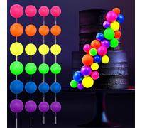 24 PCS Glow Cake Picks 3 Sizes UV Reactive Party Decorations for Neon Cakes Black Light Party Supplies in 6 Colors
