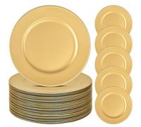 24 Pcs Gold Charger Plates Bulk, 13" Round Beaded Plate Chargers for Dinner Plates, Decorative Dinner Chargers Plastic Table Chargers for Wedding Holiday Party Baby Shower Event Decoration (Gold)