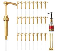24 Pcs Gold Coffee Syrup Pump Dispenser, Compatible with 25.4 Oz/750ml Bottles, Great for Home & Coffee Bar Drinking Mixes, Tea, Beverage, Cocktails, Plus Spoons