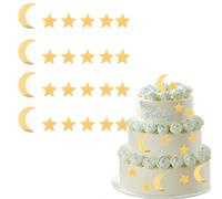24 PCS Gold Moon Star Cake Toppers,Acrylic Birthday Cake Decorations Twinkle Twinkle Little Star,for Happy Birthday Partyor Celebration