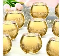 24 Pcs Gold Votive Candle Holders, Mercury Tealight Candle Holder Bulk, 5 x 5.5 cm Glass Round Table Centerpieces Decoration for Anniversary Wedding Home Decor Halloween Christmas Church