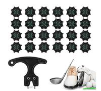 24 PCS Golf Shoe Spikes - Black & Green Golf Cleats Set - Easy Install Replacement Spikes for Enhanced Traction, Stability & Comfort on Course - Includes Installation Tool & Accessories