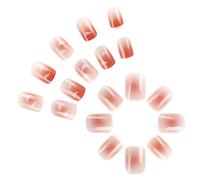 24 Pcs Gradients Short Square False Lovely Clouds Stick on White French Tip Artificial