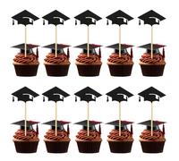 24 Pcs Graduation Cap Cupcake Toppers 2025 Graduation Cake Toppers Cupcake Picks for Class of 2025 Theme High School Boys Girls Graduate Party Decorations A8BYBDCP