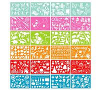 24 Pcs Graffit Painting Templates Christmas Themes Hollow-Out Letters Numbers Graffiti Stencils for Children Drawing Letters Templates Big for Wood