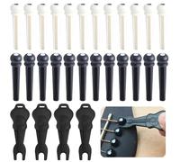 24 PCS Guitar Bridge Pins with 4 PCS Bridge Pin Puller Tools, Acoustic Guitar String Pegs ABS Plastic Replacement Kit, Universal Guitar Maintenance Accessories for Classic Folk Electric Bass