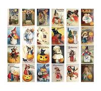 24 Pcs Halloween Greeting Cards Set Vintage Postcards Party Celebration Greeting Cards Supplies Greeting Cards