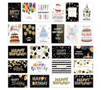 24 Pcs Happy Birthday Cards with Envelopes, 4x6 inch Assortment Birthday Cards Blank Inside Greeting Note Cards for Women Men Kids