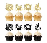 24 Pcs Happy Father's Day Cupcake Toppers Best Dad Cupcake Picks for Father's Birthday Theme Party Decorations Supplies