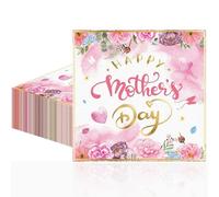 24 Pcs Happy Mothers Day Napkins - Premium Disposable ServiettesTable Decorations,Watercolour Floral Design with Pink & Purple Blossom Pattern Napkins Deal for Mum’s Brunch, Tea Party Decor