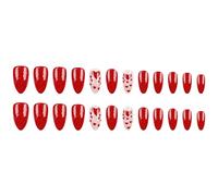 24 Pcs Heart False Nails Valentines Day Press On Nails Glittering Acrylic Nails Almond Shape Full Covers Stick On Nails