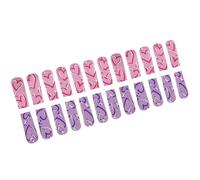 24 Pcs Heart Full Covers False Nails Long Coffin Acrylic Nails Festival Stick On Nails Valentines Day Press On Nails