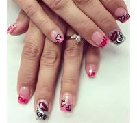24 PCS Heart Lips Acrylic Nails Valentine's Day Fake French Chipstick On Short Press On Holiday