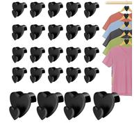 24 Pcs Heart Shaped Clothes Hanger Connector Hooks, Hangers for Clothes Space Savers, Super Space Saving Organizer Hanger Hooks Wardrobe Organise, for Various Closets and Cloakrooms (Black)