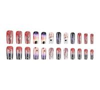 24 Pcs Heart Stick On Nails Long False Nails Starry Skies Artificial Nails Glittering Press On Nails For Woman Girls