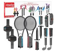 [24 pcs]HEYSTOP Sports Accessories Bundle for Nintendo Switch 2 Controller Game, 10-in-1 Game Accessories Kit with Golf Clubs, Tennis Rackets and Other Sports Game Accessories for Family Friends Party