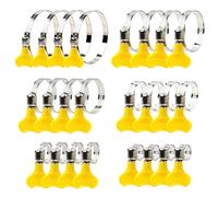 24 Pcs Hose Clips Assorted 6 Size Stainless Steel Hose Clamp with Handle Adjustable for Connecting and Securing Flexible Hose Tube, 10-16mm, 16-25mm, 18-32mm, 25-38mm, 32-44mm, 40-64mm