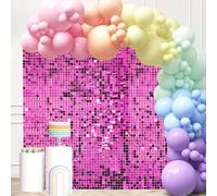 24 Pcs Hot Pink Shimmer Wall Backdrop Panels for Party, MSDADA 6 FT x 4 FT Hot Pink Sequin Backdrop for Birthday Graduation Home Party Decorations Anniversary Decor