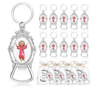 24 Pcs Infant Jesus Bottle Opener Keychains Catholic Infant Jesus Bottle Opener Ring with Organza and Thank You Cards Baptism Party Favor for Guest Baby Shower (24, PNK Infant Jesus)
