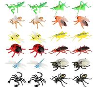 24 Pcs Insect Bug Toy Figures for Kids Boys Playset Fake Bugs Fake Spiders Realistic Insects Playset Simulation Assorted Bug Bugs Toys Big for Children Education Halloween Holiday Parties
