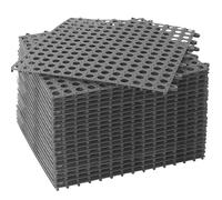 24 Pcs Interlocking Drainage Floor Tiles, 30x30 cm Non-Slip PVC Plastic Shower Mats, Small Modular Decking Tiles Bulk for Bathroom, Shower, Balcony, Patio & Kitchen - Grey