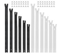 24 Pcs Invisible Zips, Black & White Zips, 20/30/40/60/80/100cm Concealed Invisible Zipper, #3 Closed End Nylon Coil Zippers for Sewing Craft Dresses Skirt Pillow Cushions Clothes Bags+48 Zip Stops