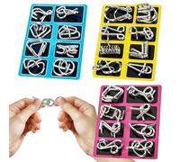 24 PCS IQ Metal Brain Teaser Puzzles for Adults，Portable Metals Puzzle Games with Physics Ring Puzzles for Family Entertainment，Ideal Logic Gifts Teenagers Family Stress Relief