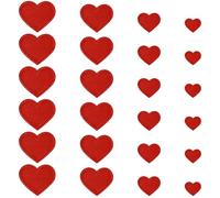 24 PCS Iron on Patches Heart Patches for Clothing 4 Sizes Mini Cute Hearts Cloth Sew on Patch Embroidered Applique Valentines Love Shape Heart Patch for Jackets Backpacks Dress Hat DIY (Red)