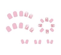 24 Pcs Irregular Lines Artificial Nails Solid Color Press On Nails Short Square Stick On Nails Glittering False Nails
