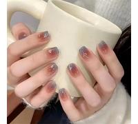 24 Pcs Irregular Pattern Press On Nails Gradients False Nails Reusable Acrylic Glossy Full Covers Stick On