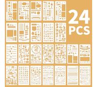 24 Pcs Journal Stencils Set, 4x7 Inch Planner Stencils for Notebook Scrapbook DIY, Schedule Templates Including Daily Weekly Monthly Plan Lists, Letters, Numbers, Bullet Point Checklists