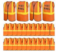 24 Pcs Kids Construction Vests Bulk, Orange Hi Visibility Children's Safety Vest, Toddler Fancy Dress Career Role Play Waistcoats for School Activities Construction Party Favours