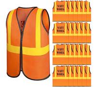 24 Pcs Kids Construction Worker Vests Bulk, Children Safety Dress Up Clothes, Career Role Play Costume for Boys Girls Outdoor Traffic Work Cycling Running - Orange