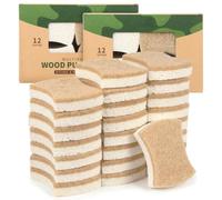 24 Pcs Kitchen Dish Sponges, Natural Compostable Sisal and Wood Pulp Cotton Scrubber Sponge for Kitchen Household Cleaning