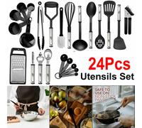 24 Pcs Kitchen Utensils Set Silicone Cooking Nonstick Spatula Turner Spoon Tools