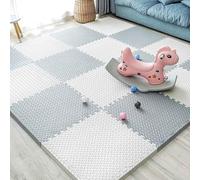 24 PCS Large Interlocking Foam Floor Mats, 30x30cm 1cm Thick High-Resilience EVA Puzzle Matting, Waterproof Soft Pad for Nursery & Play Room(Grey/White)