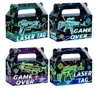 24 PCS Laser Tag Birthday Gift Boxes Neon Laser Tag Goodie Boxes for Kids' Laser Tag Birthday Decoration Laser Theme Glow Food Box Tray Table Centerpiece for Laser Tag Shooting Game Birthday Supplies