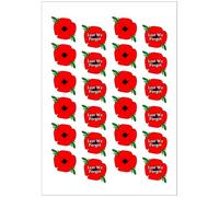 24 Pcs Lest We Forget Poppy Poppy Stickers, Poppy Badges and Pins 2025, Red Poppies Paper Labels, Poppies Flower Stickers for Remembrance Day Decorations, Remember and Honor Military