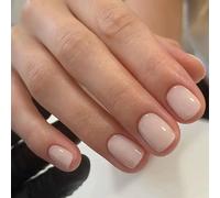 24 PCS Light Solid Press on Nails - Short Square False Nails with High Gloss Finish, Reusable ABS Material for 5-Minute Easy Application, 12 Sizes French Tip Jelly Adhesive Tabs Kit for Women & Girls
