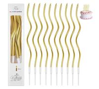 24 Pcs Long Spiral Birthday Cake Candles with Holders, 15cm Metallic Gold Tall Candles for Cake Decoration, Reusable Party Cupcake Candles for Birthday, Wedding, Baby Shower, Anniversary (Gold)