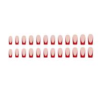 24 Pcs Long Square False Nails Fashion Artificial French Tip Stick On Glossy Press On For Woman