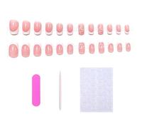 24 Pcs Long Square French False Nails, Full Cover False Nails Nude White Square Stick on Nails Includes Removable Gel Nail Glue, Nail File and Manicure Stick, Press On Style Nail Art for Women