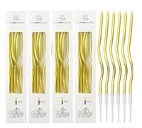 24 PCS Long Thin Cupcake Candles Topper, Metallic Tall Birthday Candles | Gold Birthday Candles, Spiral Candles, for Birthday Wedding Party Cake Decoration